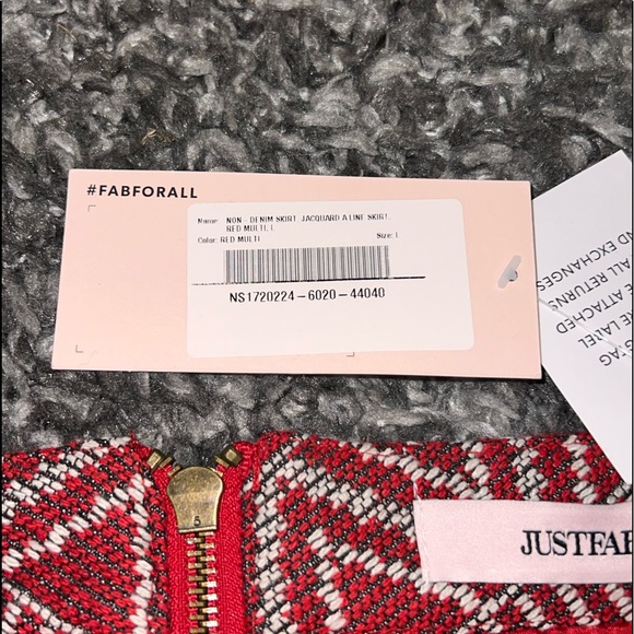 BNWT JUST FAB FULLY LINED JAQUARD A LINE - MINI SKIRT WITH POCKETS - size Large - Picture 7 of 9